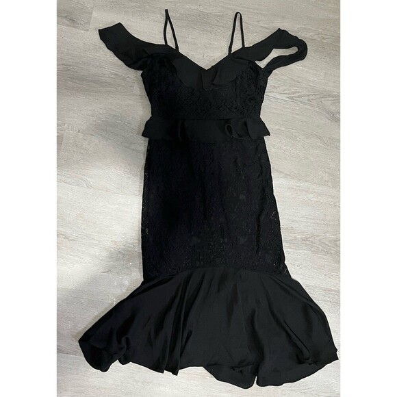 Lulu’s XS Romance Dance Floral Lace Embroidered Off Shoulder Midi Ruffle Dress - Picture 11 of 11